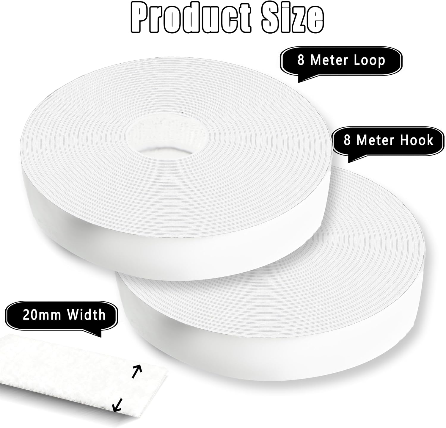 Detalle de Xcdhemde ES-MST-Bai zelfklevend klittenband, wit, 8 m x 2 cm