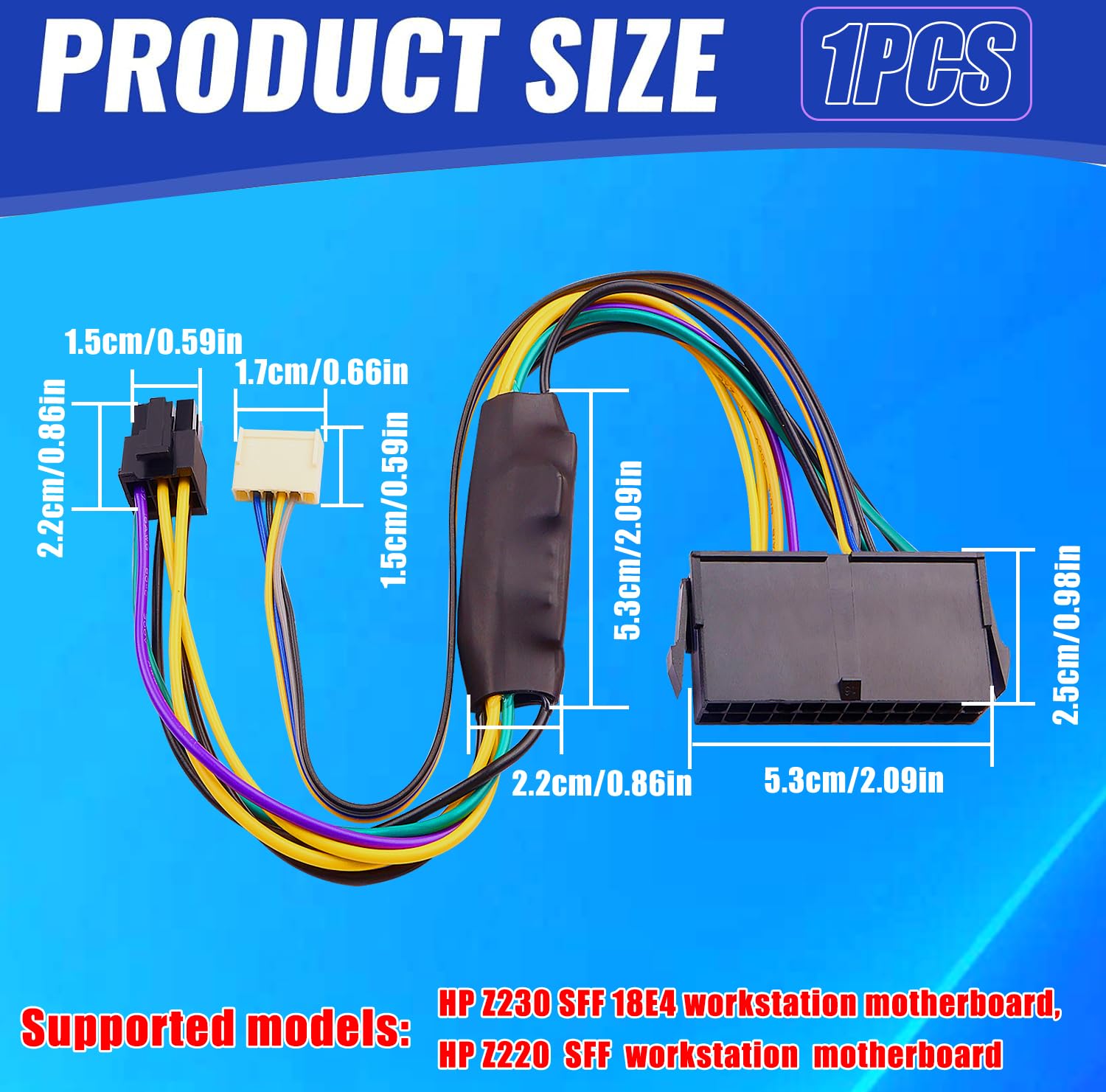 Detalle 2 de ELFJMZP ATX 24-Pin to ATX 6-Pin + HP 2.54mm 6P-4P Power Adapter Cable for HP Z220/Z230, EliteDesk 800 G1 & ProDesk 600 G1