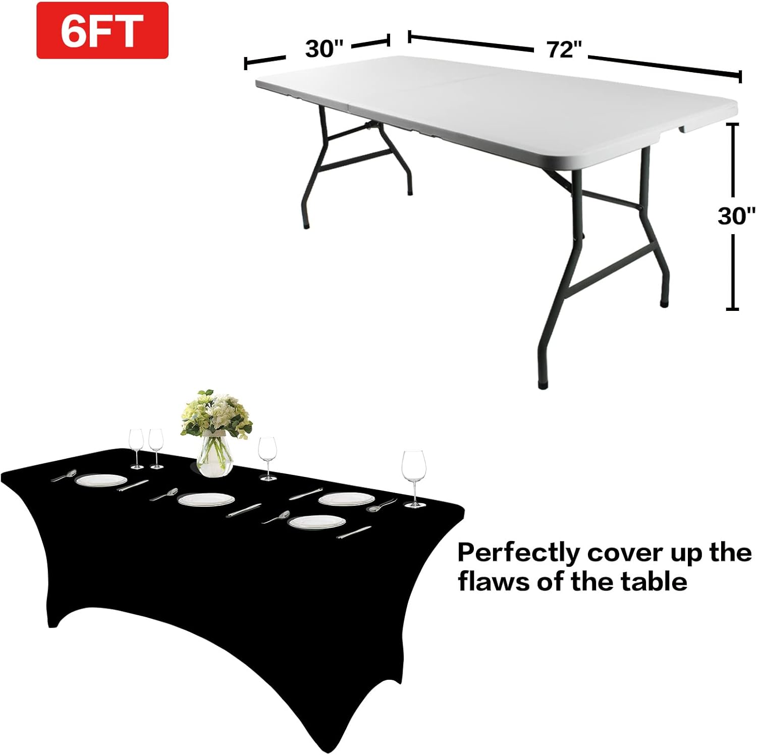 Thumbnail 2 de IVAPUPU 6FT Fitted Tablecloth 2-Pack 🍽
