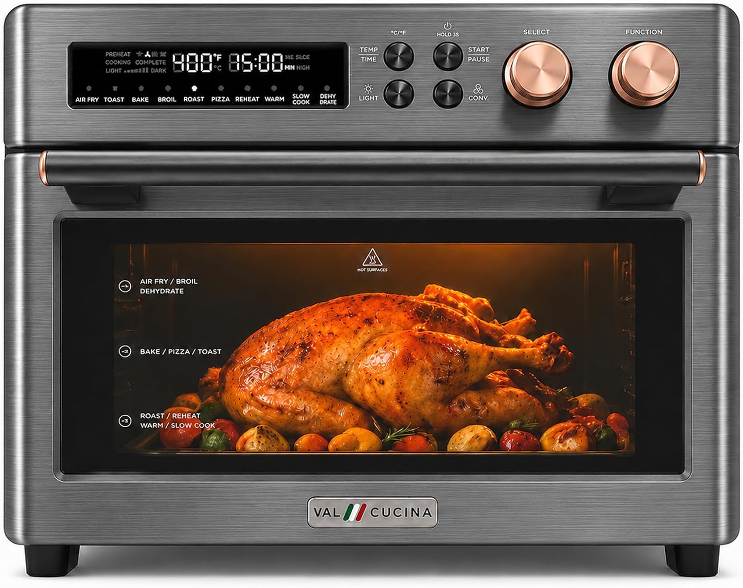 VAL CUCINA Infrared Heating 26.3 QT Air Fryer Toaster Oven with 10-in-1 Functions