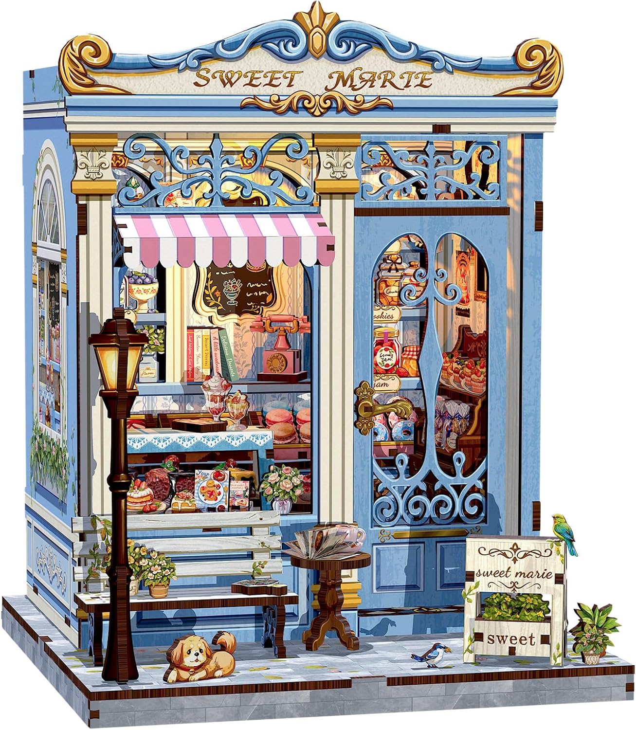 CUTEBEE Book Nook Kit (Sweet Marie) DIY Miniature French Bakery Dollhouse for Adults