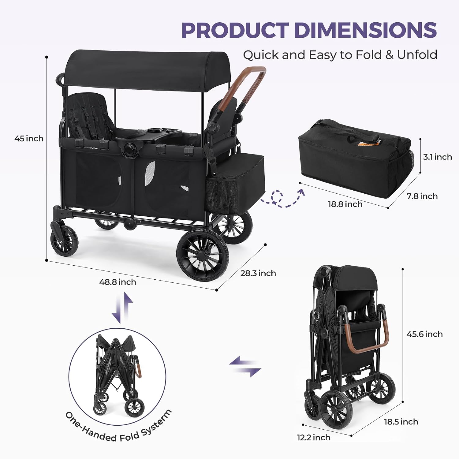 Thumbnail 1 de ELEMARA Wagon Stroller 4-Seater, Foldable All-Terrain 🚼