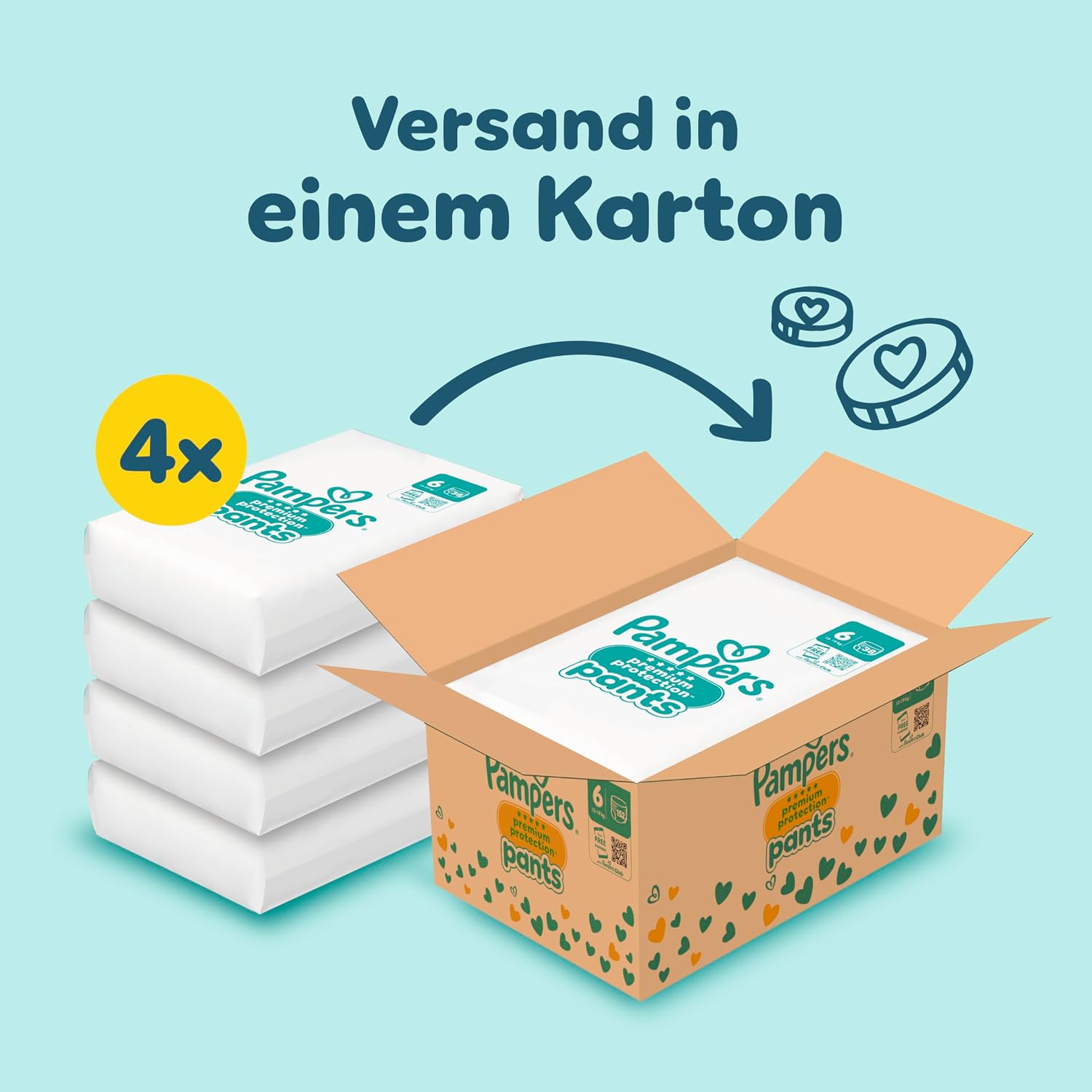 Detalle de Pampers Premium Protection Pants Größe 6 – 152 Windeln (13 kg–19 kg) mit 360° Passform