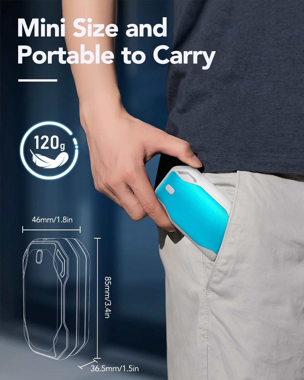 Thumbnail 5 de PHEJIE Rechargeable Hand Warmers 2 Pack: 6000mAh, 3 Heat Modes, USB-C Charging