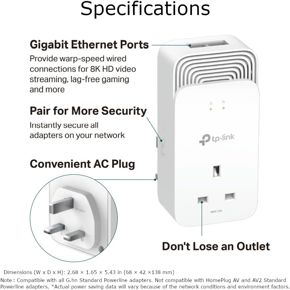 Detalle 2 de TP-Link PG2400PKIT G.hn 2400 powerline adapter pack of 2 🔌