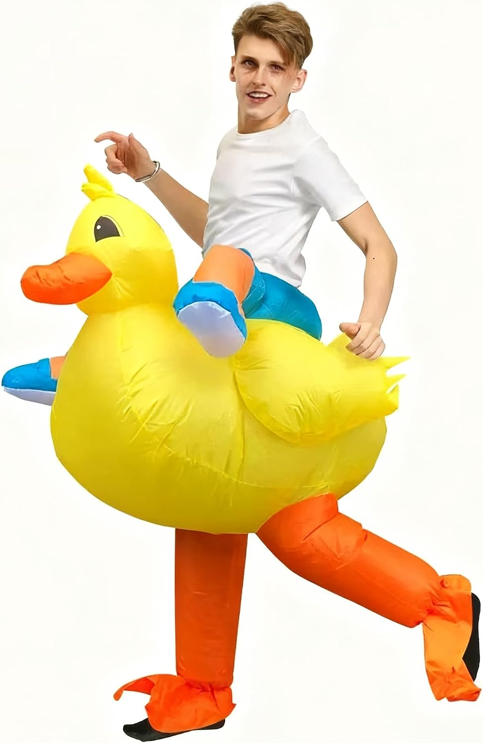 Detalle de Inflatable Duck/Pig Costume for Adults (Yellow Duck / Pink Pig) — Battery-Fan Onesie Fancy Dress for Parties