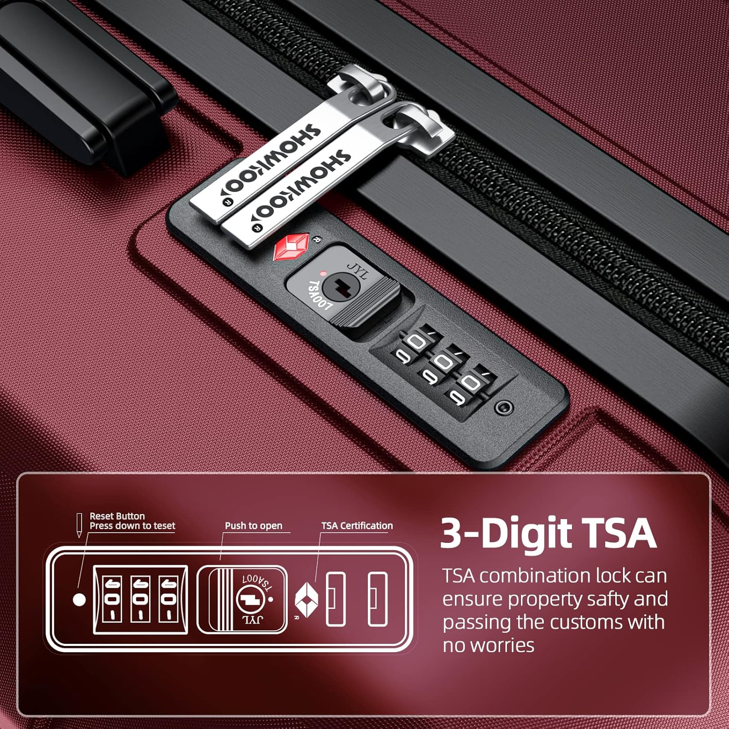 Thumbnail 6 de SHOWKOO 3-Piece Hard Shell Expandable Suitcase Set with TSA Lock and 360° Wheels