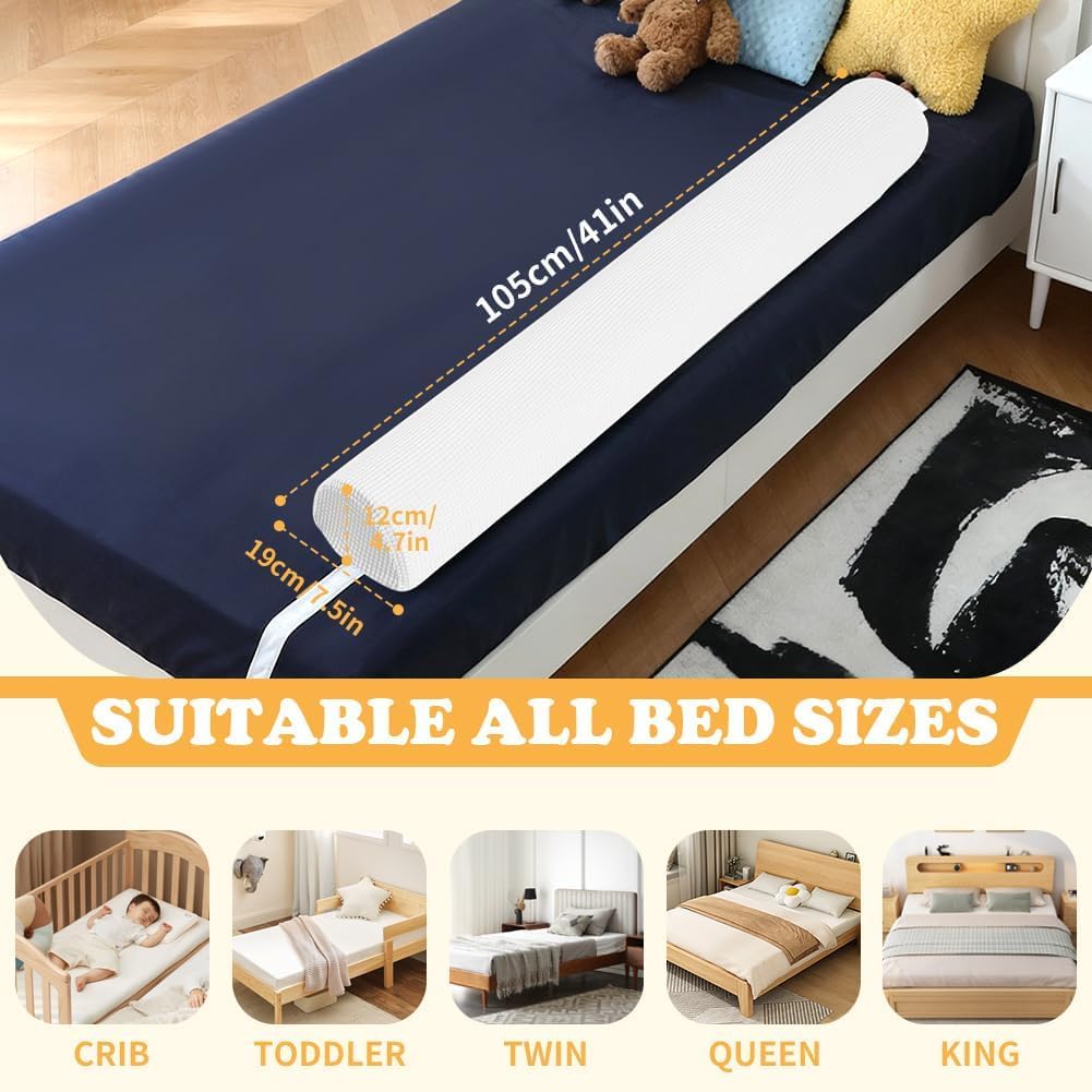 Detalle 2 de DUJUIKE Toddler Bed Guard (Memory Foam Bed Bumper) – 105cm white, 1-pack