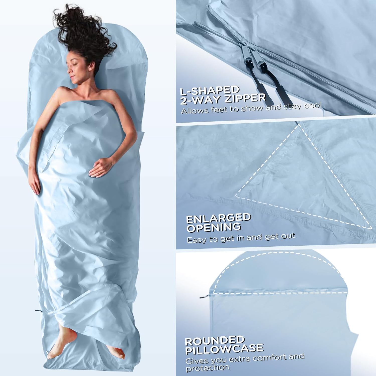 Detalle 2 de JAICOM Sleeping Bag Liner – Ultralight, Soft Travel Sheet for Adults