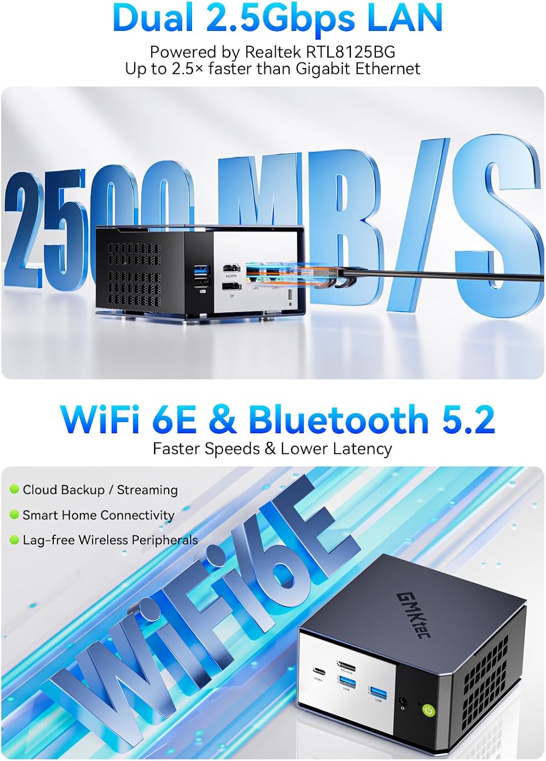 Thumbnail 6 de GMKtec K16 Mini PC Gaming with Ryzen 7 7735HS, 32GB LPDDR5, 1TB PCIe SSD, Dual 2.5GbE, OCulink & Triple Display
