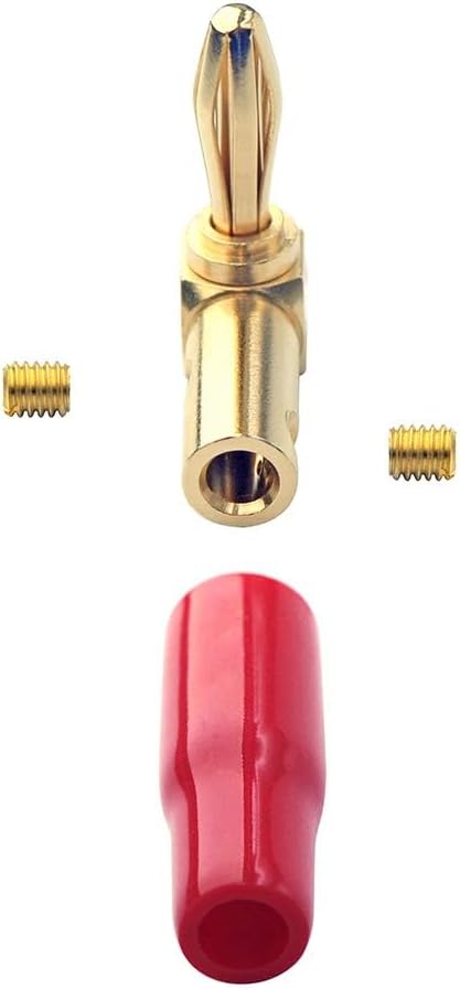 Detalle de Dolaso 6 Black & Red 90 Degree Banana Plugs with 24K Gold Plating – 4.0mm Speaker Connectors