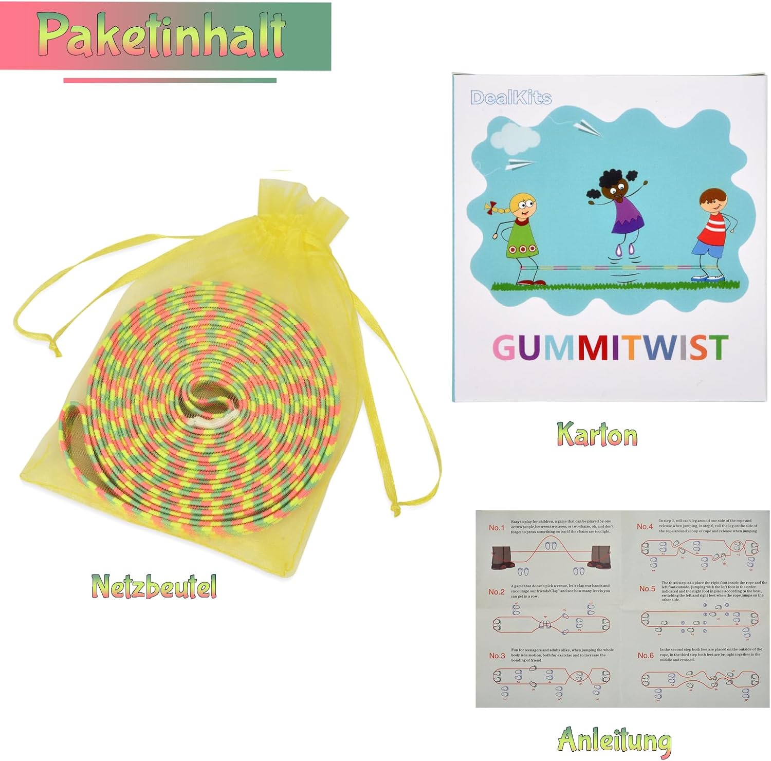 Detalle de Gummitwist Kinder Set 4 m für Hüpfer