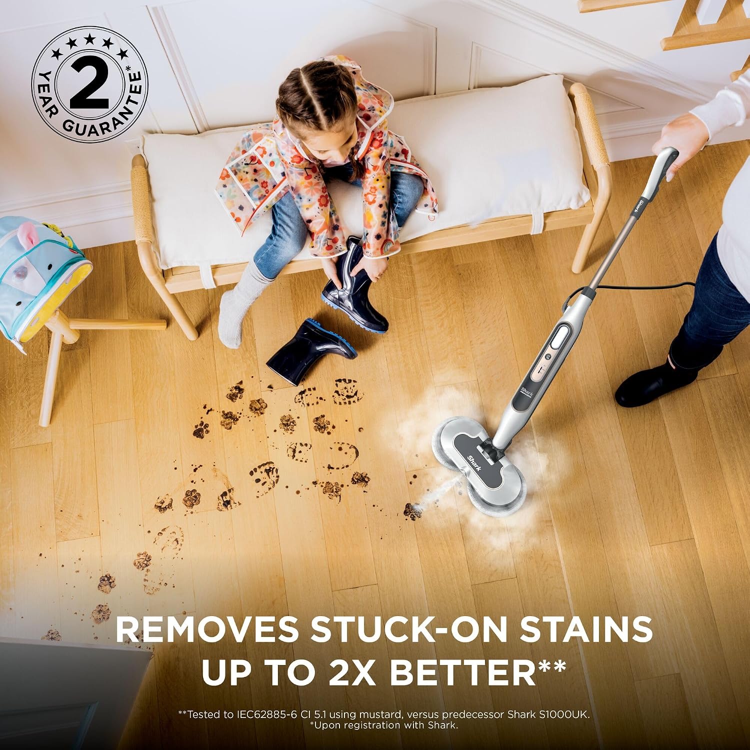 Detalle de Shark Automatic Steam Mop S8201UK with 2 rotating Power Pads and 3 steam settings