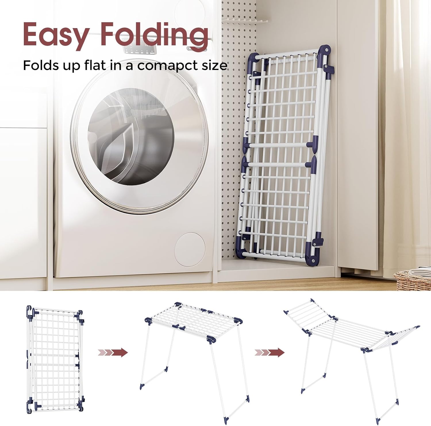 Thumbnail 3 de SYKIARIOL winged clothes airer (foldable drying rack) 175 × 56 × 100cm, white