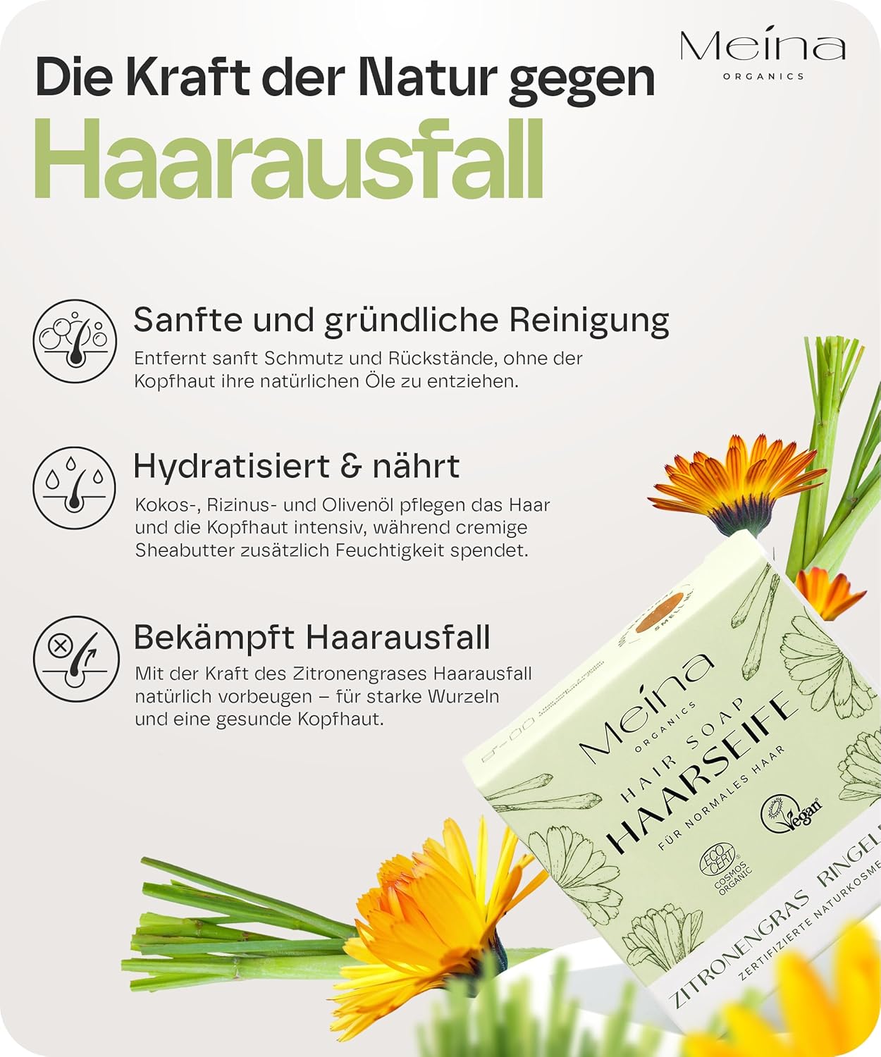 Detalle 2 de Meina Bio Haarseife gegen Haarausfall 80g