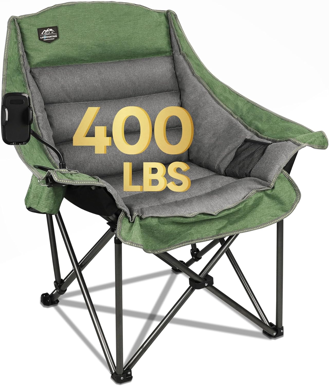 Thumbnail 6 de LANMOUNTAIN Oversized XL Folding Camping Chair: Heavy-Duty 400lb Capacity with Cup and Phone Holders