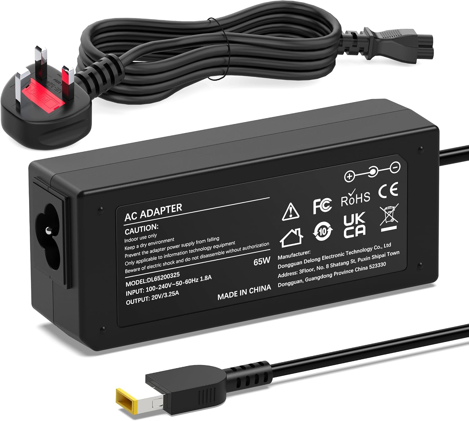 Detalle de VUOHOEG 65W Yellow USB Laptop Charger (Compatible with Lenovo ThinkPad T Series, X Series, Z Series & more)
