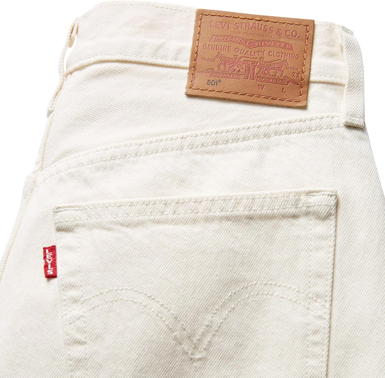 Detalle de Levi's 501 Crop Vaqueros Ecru Booper No Damage para mujer (25W / 26L)