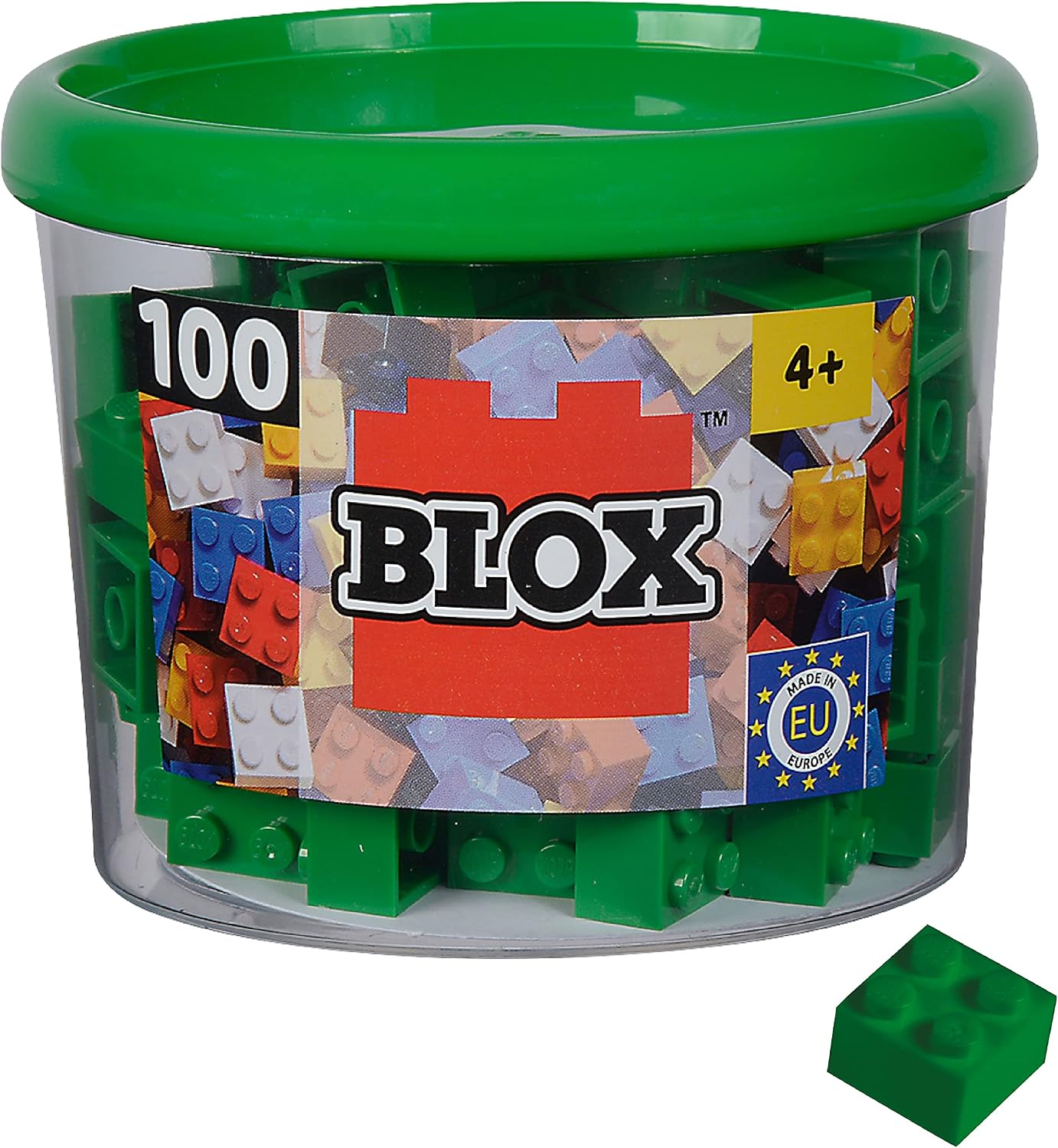 Detalle de SIMBA 104114532 Blox – 100 zielonych klocków konstrukcyjnych w puszce