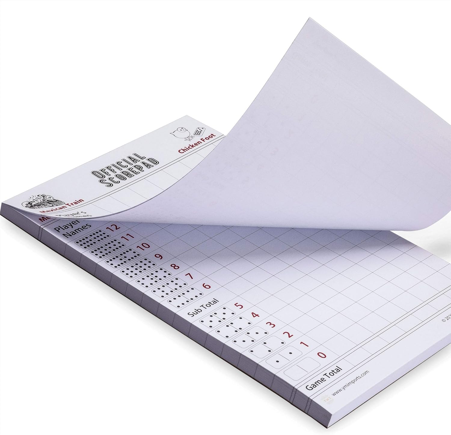 Thumbnail 1 de Yellow Mountain Imports 3-Pack Mexican Train & Chicken Foot Dominoes Scorepad (180 sheets)