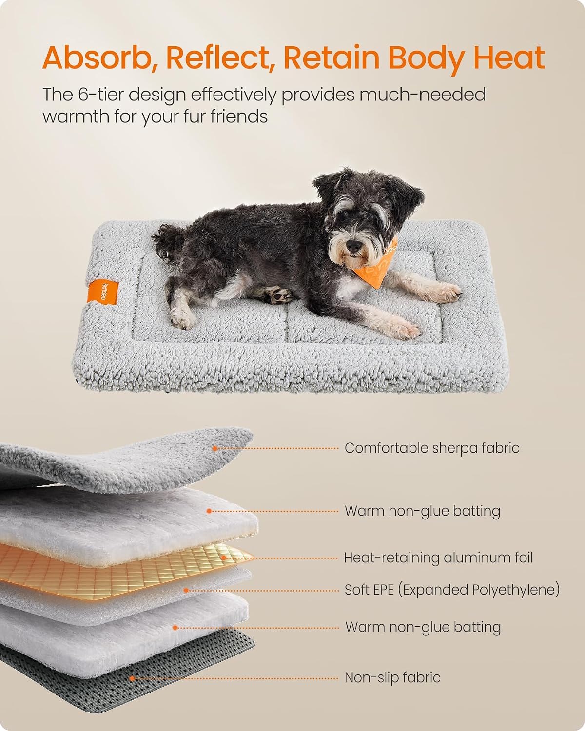 Thumbnail 2 de Feandrea Warm Dog Cat Bed: 75 x 50 cm Crate Mattress with Non-Slip Base