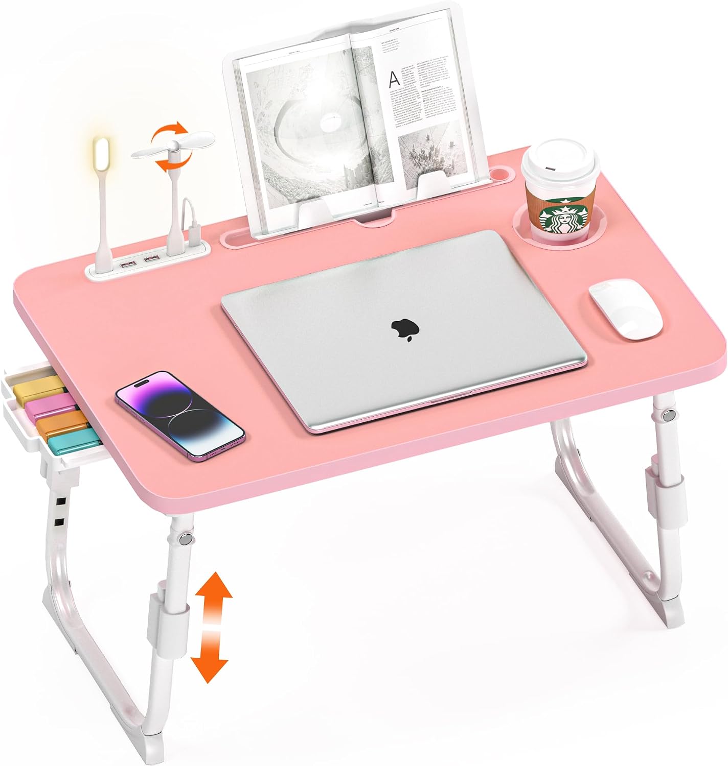 Detalle de DECOSIS FOP-BD-PK Adjustable Lap Desk, 23.6 x 15.7-Inch Top, Pink
