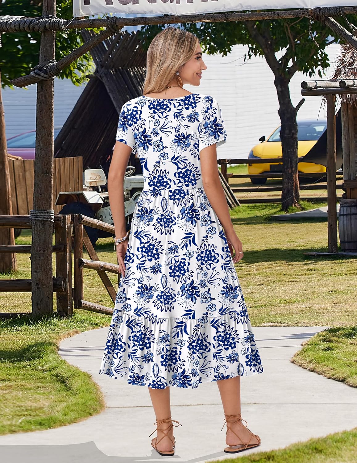 Thumbnail 5 de Zeagoo Women Summer Midi A-Line Dress with Pockets — Flowy Tiered Beach Sundress