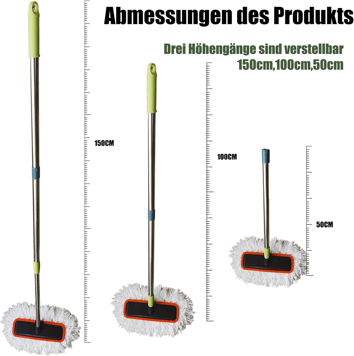 Detalle 2 de BMDHA Autowaschbürste mit langem Griff – teleskopisch 98–155 cm, weicher Plüsch, Edelstahlbürste