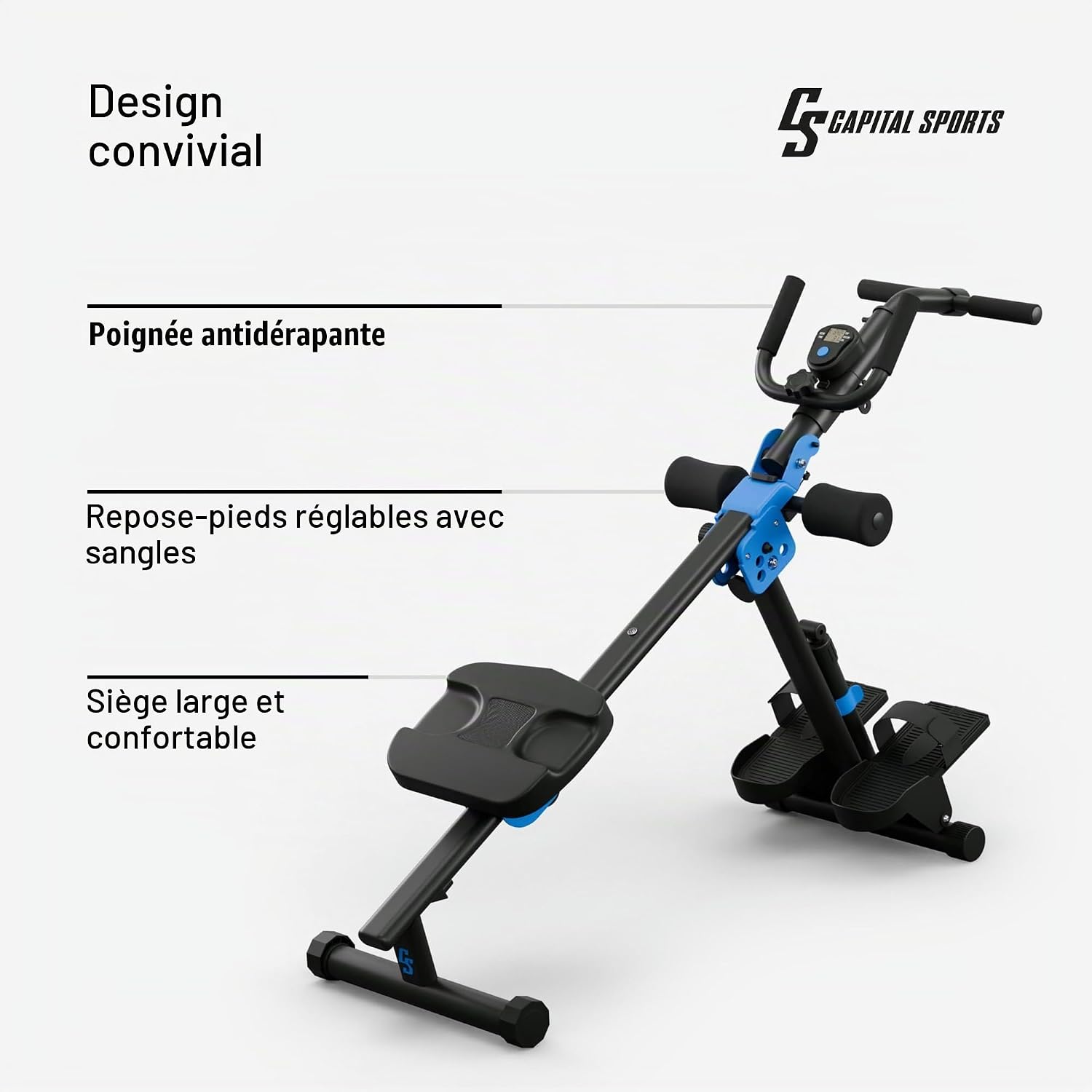 Detalle de CAPITAL SPORTS DP-KS008 opvouwbare roeitrainer met 8-traps magnetische weerstand