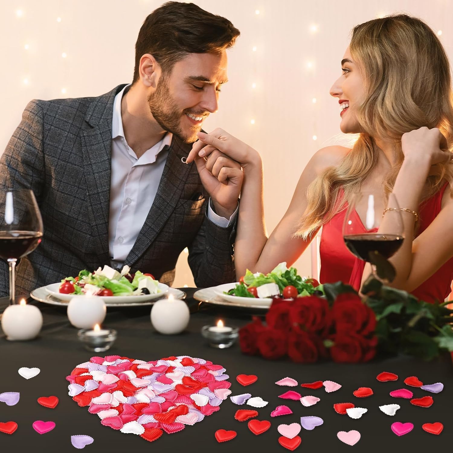 Thumbnail 5 de JUNEBRUSHS 300 Pcs Heart Confetti – 3D Satin Love Hearts for Valentine's, Wedding & More