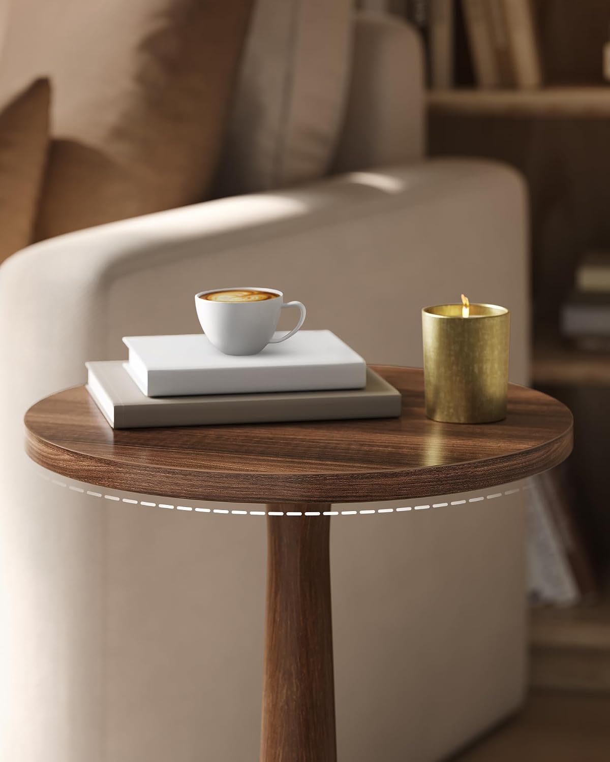 Detalle 2 de VASAGLE MARIEL Collezione – Tavolino Rotondo in Legno, stile rustico, Ø30 cm × 55 cm
