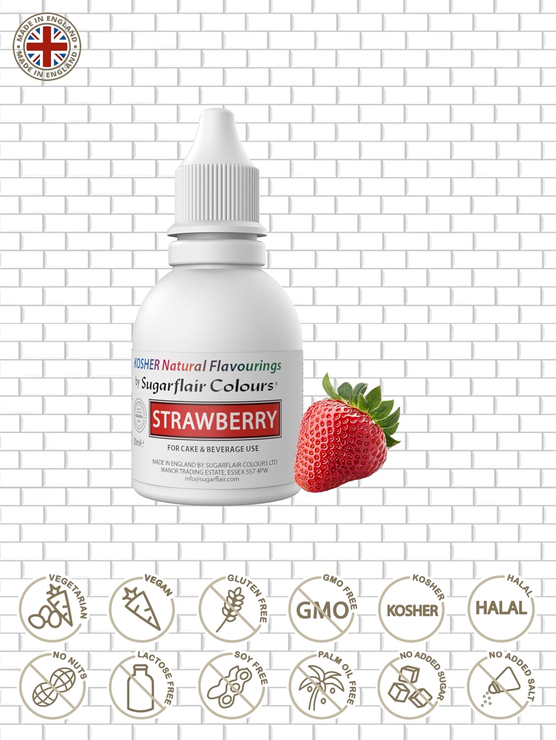 Detalle de Sugarflair 100% Natural Flavour Estratto di Strawberry – Aroma Naturale per Dolci, 30 ml