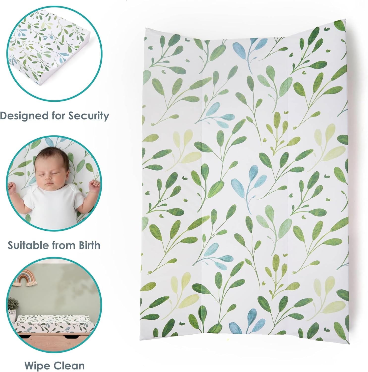 Detalle de Clair de Lune Olive Anti-Roll Wedge Baby Changing Mat 67 x 44 cm