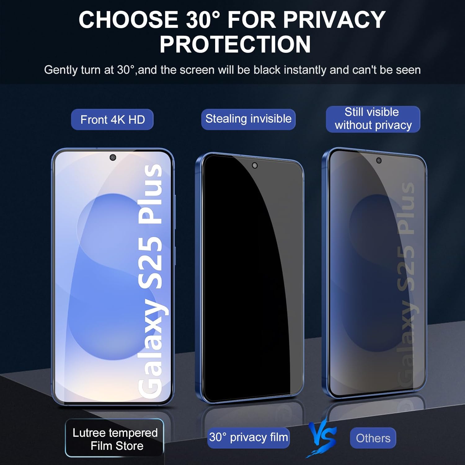 Thumbnail 2 de Lutree Panzerglas Privacy-Schutzfolie für Samsung Galaxy S25 Plus 5G – 9H, Kamera-Schutz, 2+1 Stück