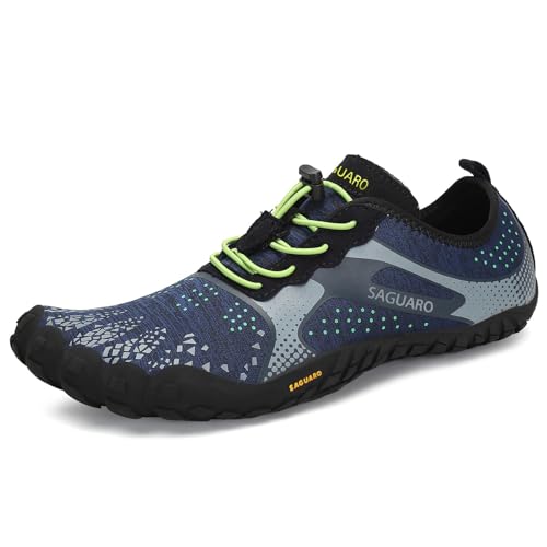 Detalle de SAGUARO Zapatillas Barefoot para Trail: ligero, puntera amplia y suela antideslizante, talla 42, azul