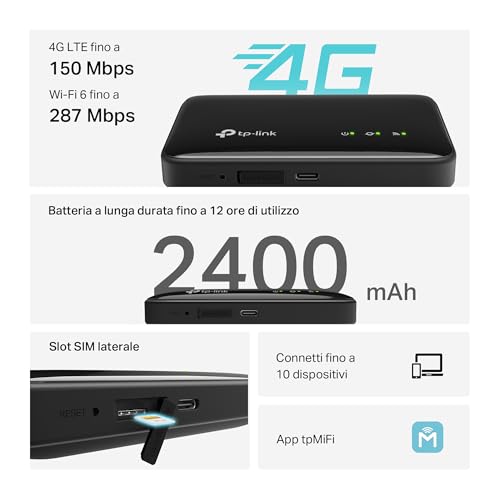 Detalle de TP-Link M7005 Saponetta WiFi 6 AX300Mbps: router 4G LTE con SIM e batteria da 2400 mAh