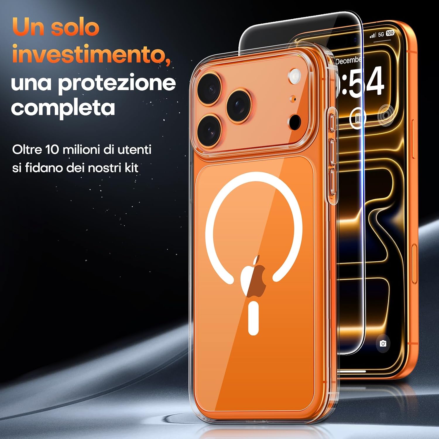 Detalle de TAURI Cover iPhone 17 Pro Max trasparente con vetro temperato