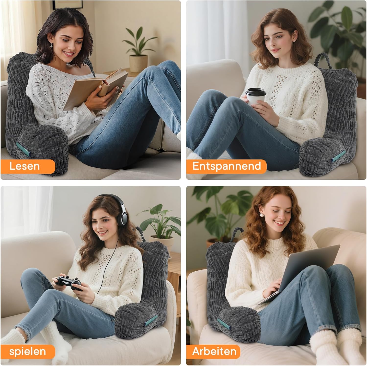 Thumbnail 6 de HYZCXPL Lesekissen für Bett und Sofa – Rückenlehne und Armunterstützung zum Lesen, Fernsehen und mehr