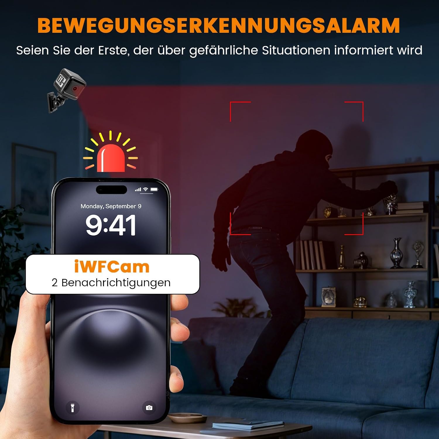 Detalle de Camera Espion 1080P mini caméra de surveillance WiFi 2,4G : autonomie 8 h, vision nocturne et détection IA
