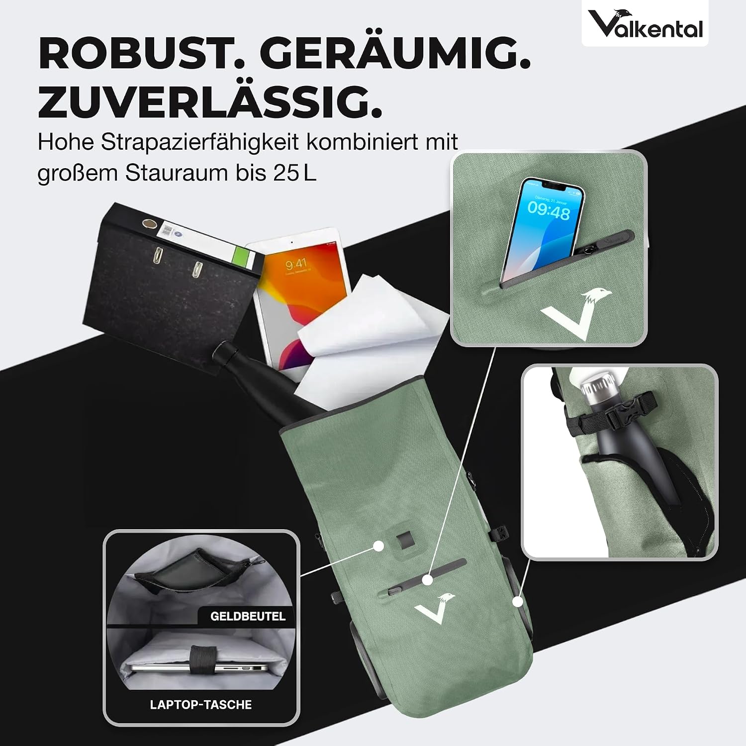 Thumbnail 4 de Valkental® 3in1 Fahrradtasche Pro – Das Original, 23 L, wasserdicht, flexibel einsetzbar