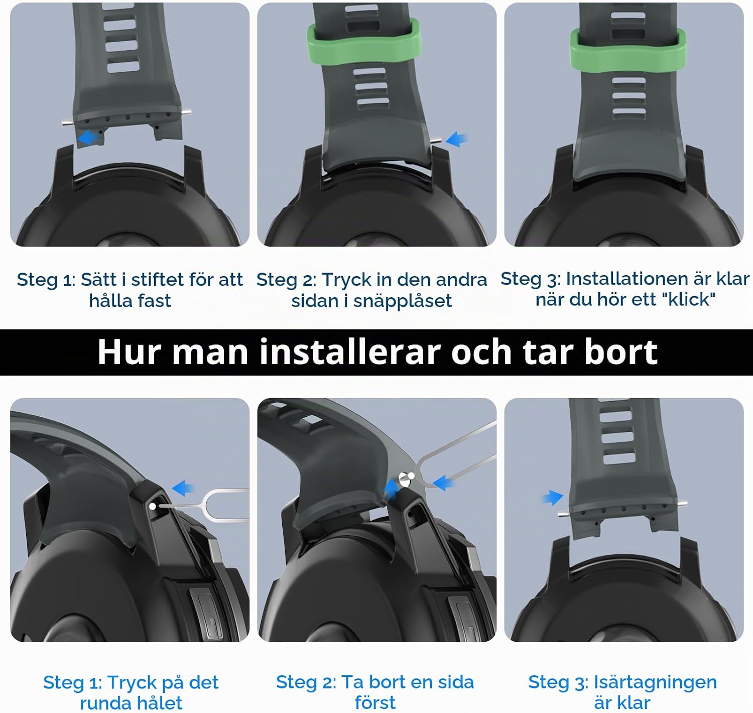 Detalle de U-LIMVE armband för Garmin Instinct 3 AMOLED 50 mm och Solar 50 mm, silikon, 26 mm