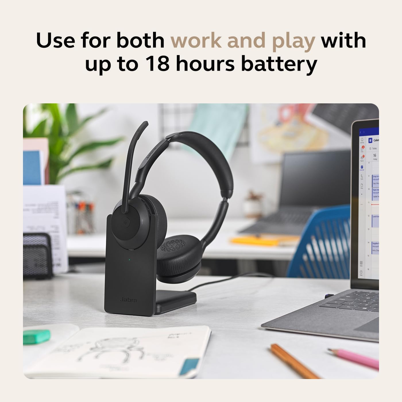 Thumbnail 6 de Jabra Evolve2 55: Micro-casque sans fil stéréo avec base de recharge – confort et ANC pour UC