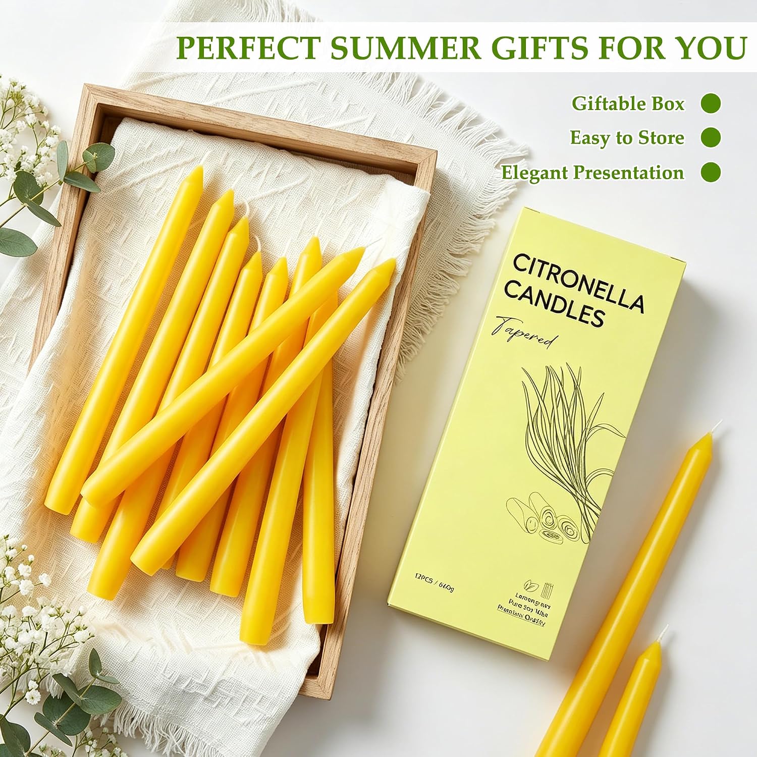 Thumbnail 6 de 12 Bougies Citronnelle en Cire de Soja – Pack 12, durée de combustion indiquée jusqu'à 96 h (8 h par bougie), parfaites pour terrasses et mariages