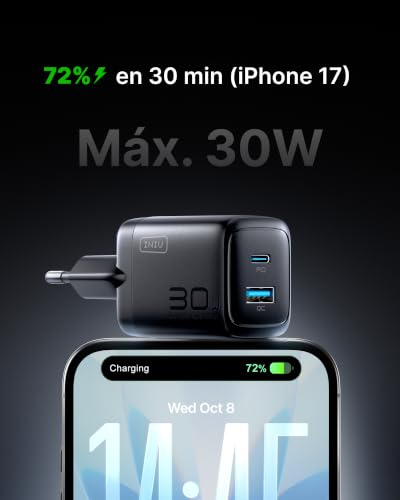 Thumbnail 2 de INIU Cargador USB-C 30W GaN con 2 puertos y cable 60W | Carga rápida para iPhone 16 y MacBook Air