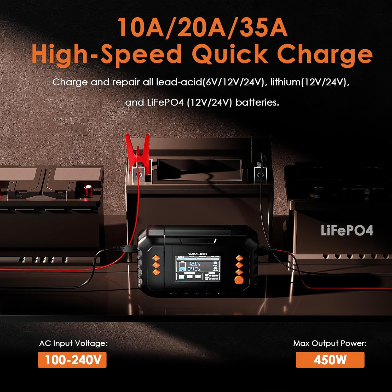 Thumbnail 1 de WAVLINK 450W Smart Battery Charger 35A ⚡