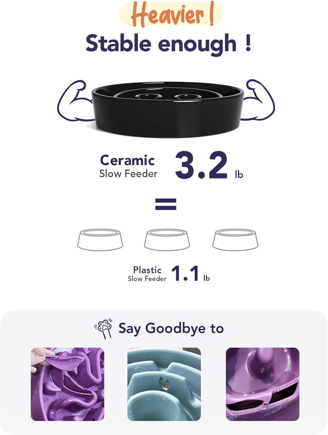 Thumbnail 3 de LE TAUCI Gamelle en céramique à alimentation lente pour chien (petite et moyenne race) – M-675 ml