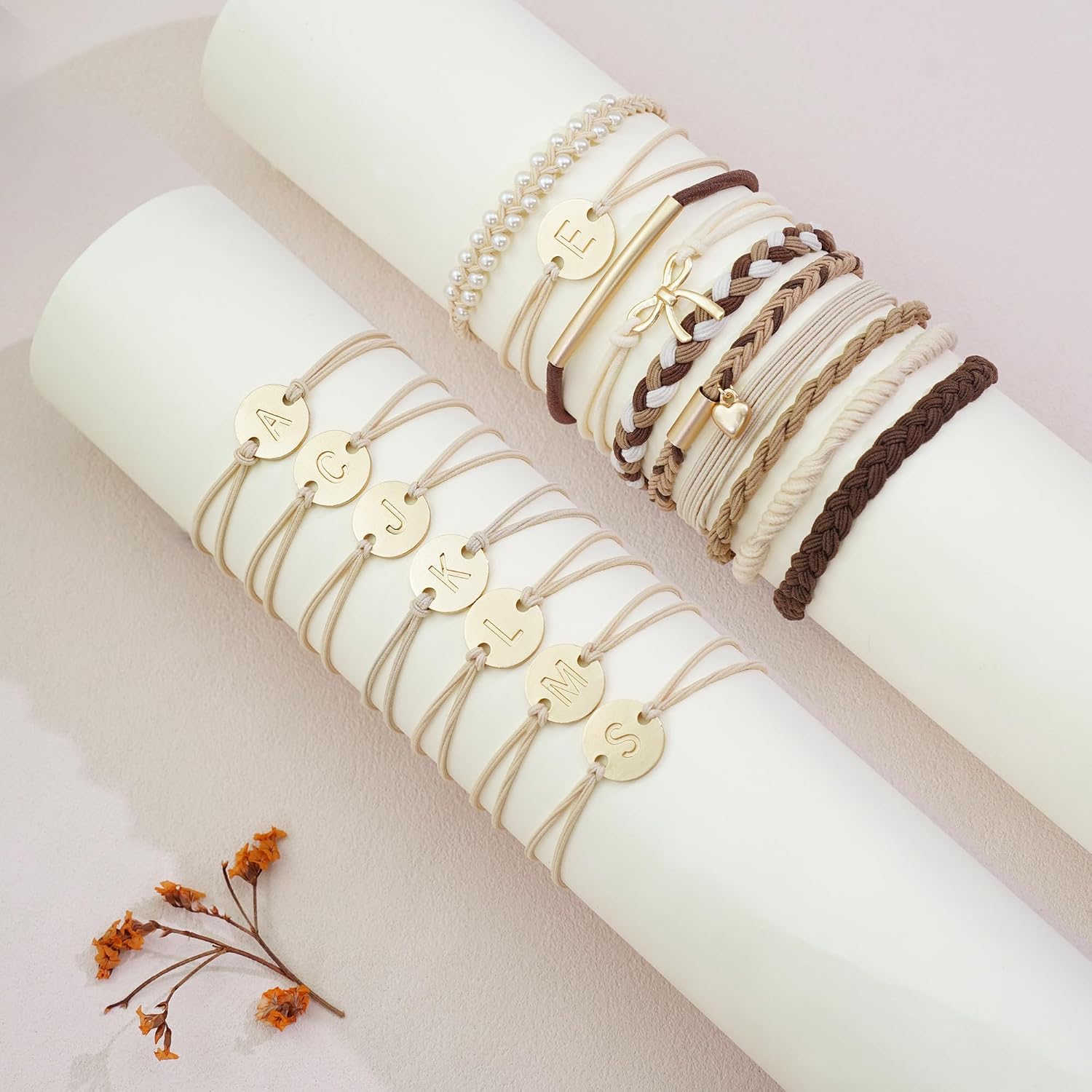 Detalle de Fohufo 2026 Graduation Gifts for Women - 10 Pcs Hair Ties, No Damage, Initial Hair Accessories for Women (Letter A)