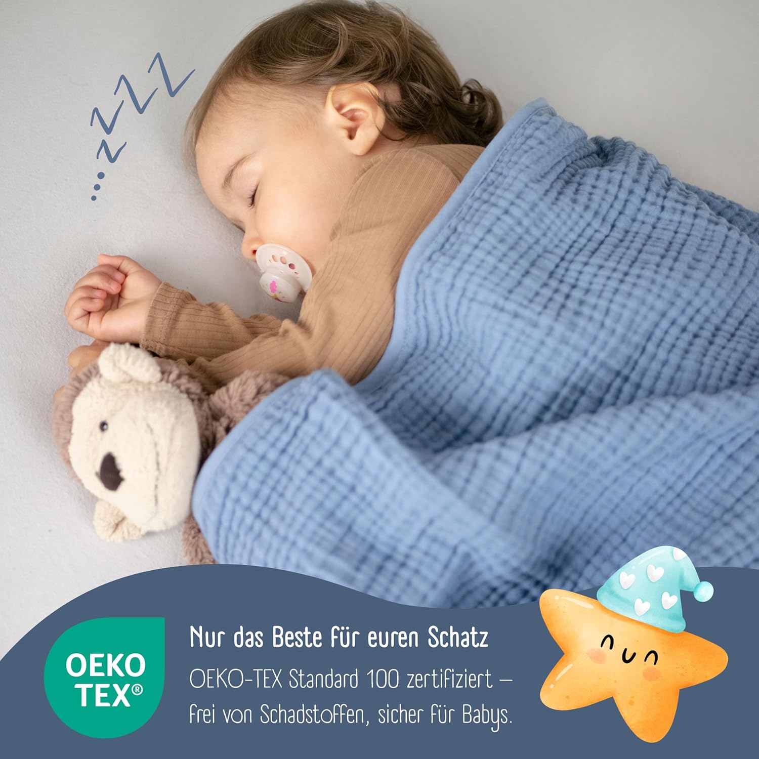 Thumbnail 3 de BEARFOOT Babydecke Musselin-Fleece Decke aus Baumwolle und Fleece – weich zum Kuscheln, Geburt, Kinderwagen & Reise