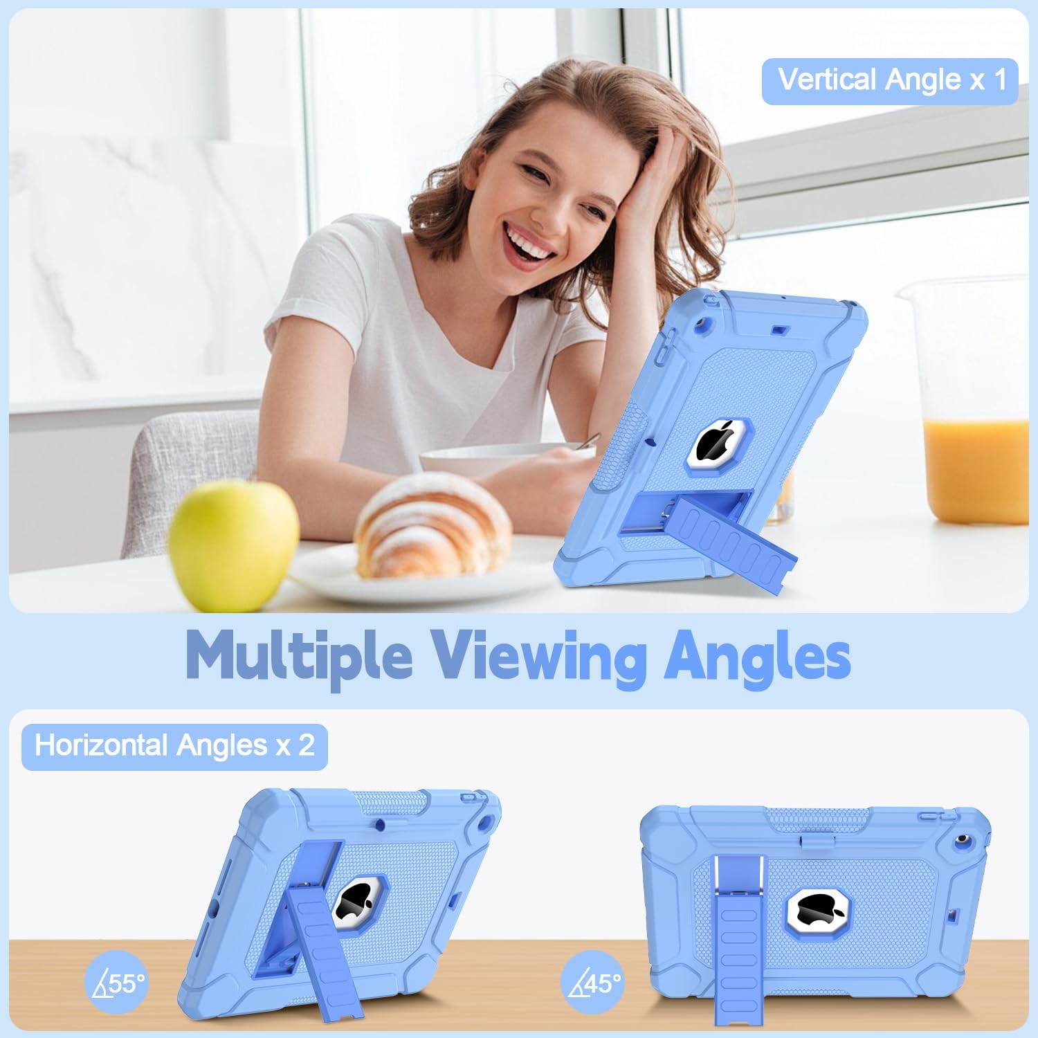 Detalle de SINSO Case for iPad 9th/8th/7th Gen 10.2in – Blue, Fully-Body Rugged Protection with Stand and Pencil Holder