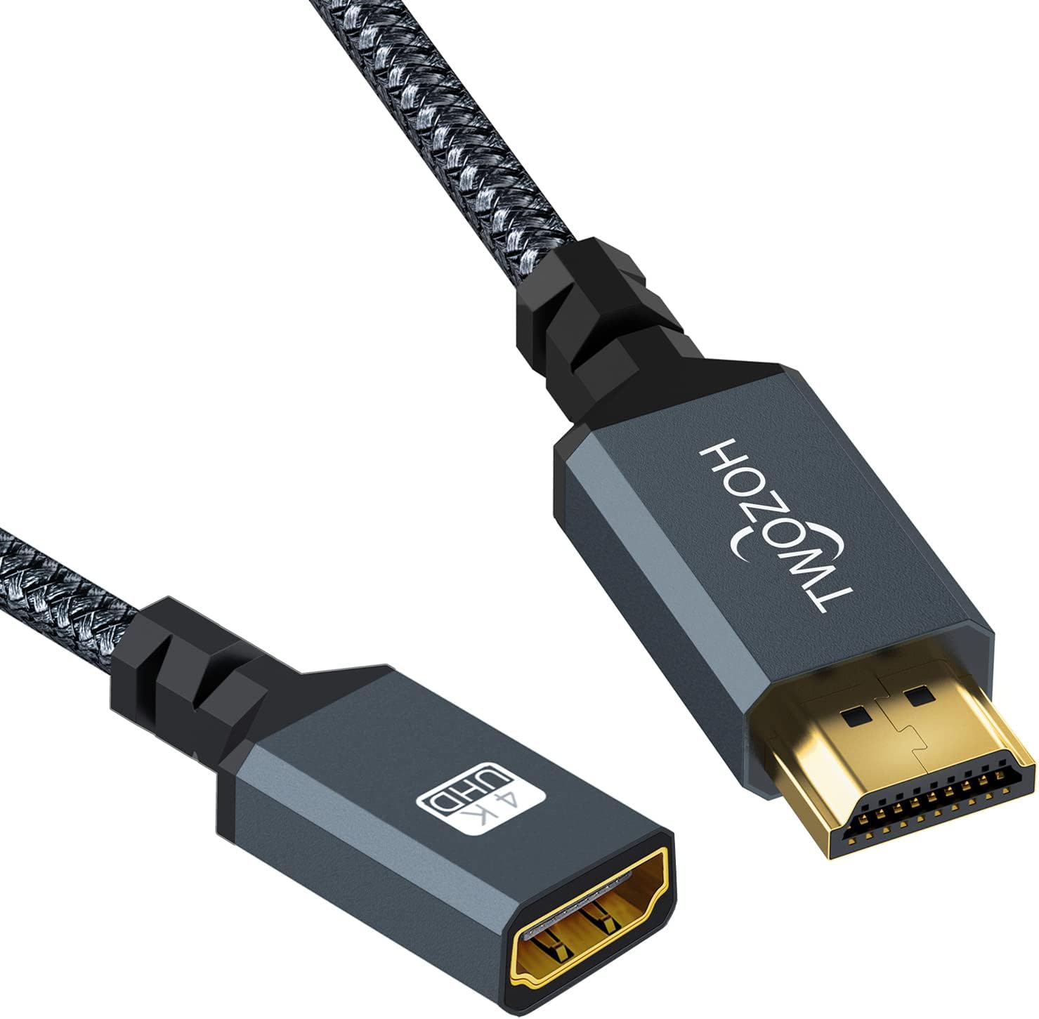 Detalle de Twozoh HDMI Extension Cable 1m – HDMI 2.0, 4K@60Hz, Nylon Braided